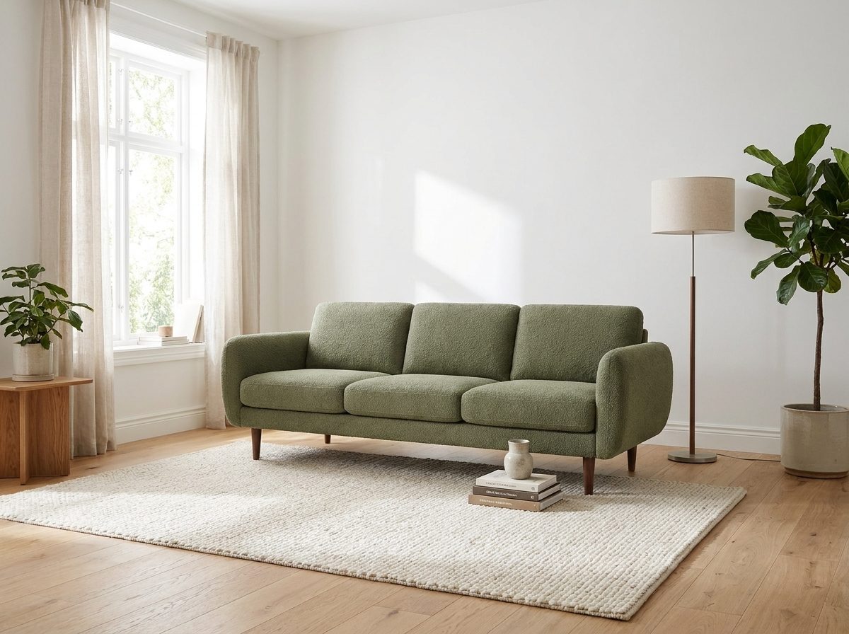 The same sofa in a bright Scandinavian living room